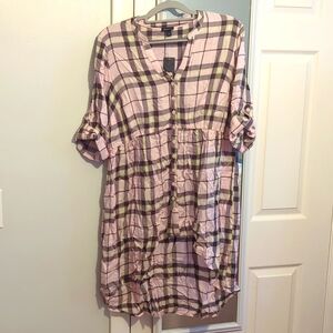 Torrid Lexie plaid high-low shirt